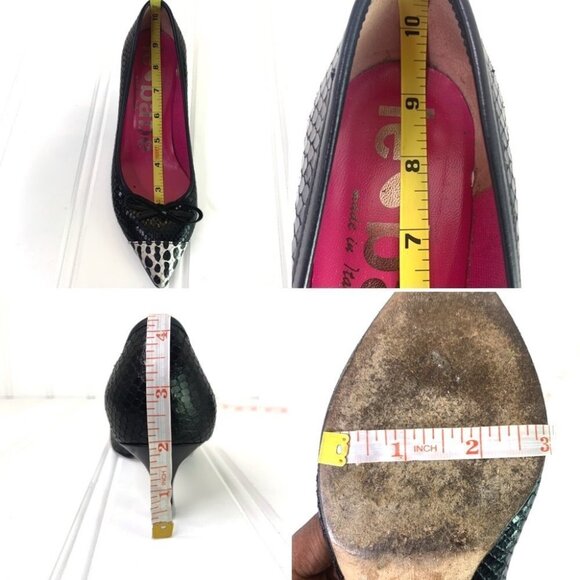 LE BABE CROC BLACK HEEL LEATHER POINTED HEEL ANIMAL PRINT SHOES MADE IN ITALY 37 - Picture 11 of 17